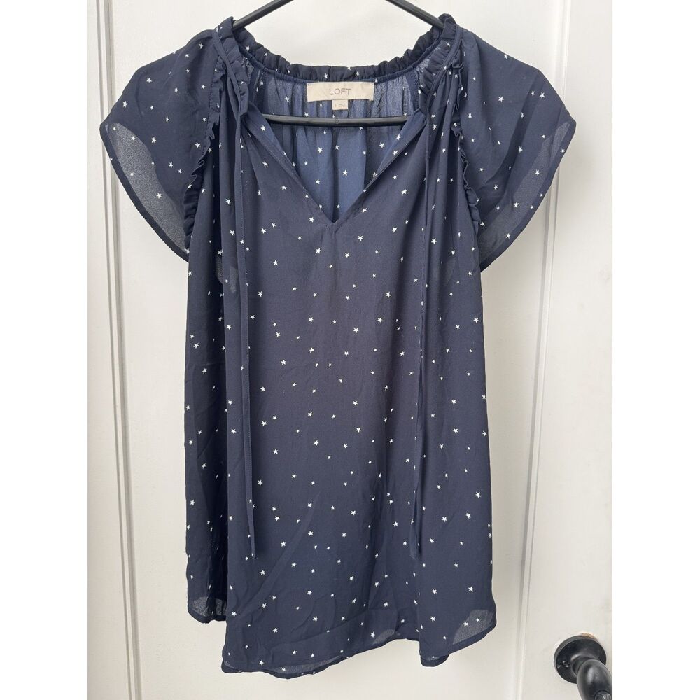 Loft Micro Star Flutter Sleeve Blouse